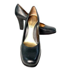 Kenneth Cole Smooth Operator Leather Shoes Heels Pumps 9.5 Matte Black Brazil